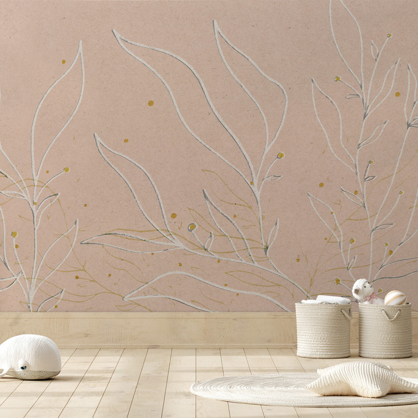 Tapet decorativ floral roz cu detalii delicate