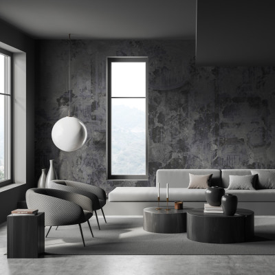 Tapet Antica Roma - Noapte, cu design elegant și minimalist, în nuanțe de gri și albastru, perfect pentru living, dormitor sau birou.