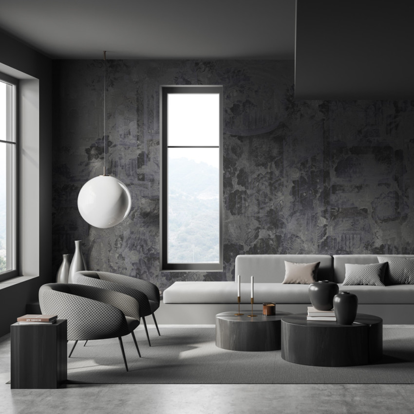 Tapet Antica Roma - Noapte, cu design elegant și minimalist, în nuanțe de gri și albastru, perfect pentru living, dormitor sau birou.