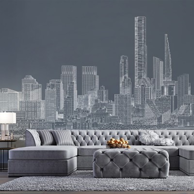 Wallpaper Manhattan Grey cu design urban modern in nuante de gri