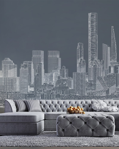 Wallpaper Manhattan Grey cu design urban modern in nuante de gri