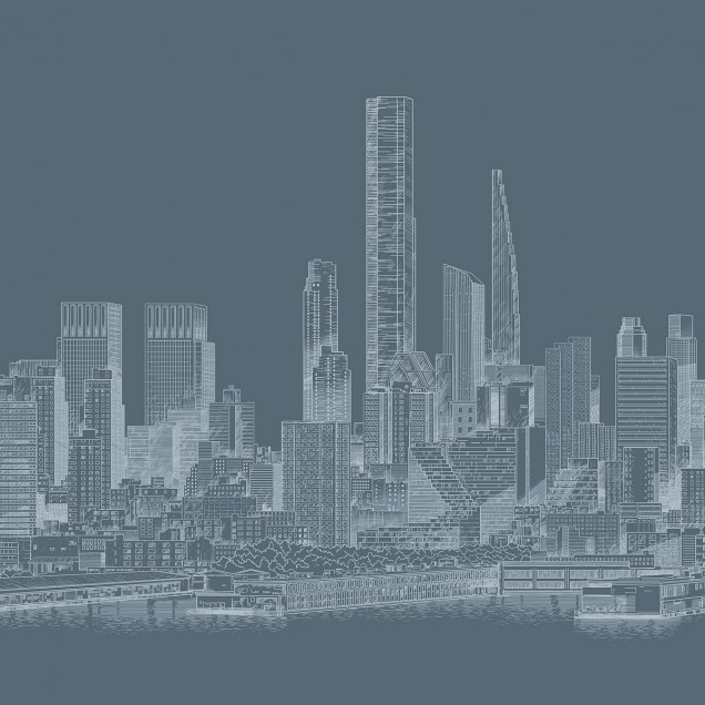 Wallpaper Manhattan Grey cu design urban modern in nuante de gri