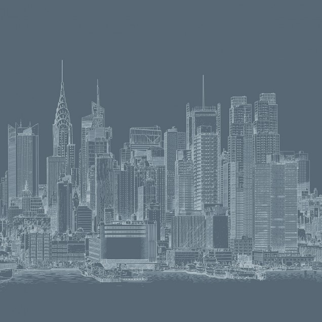 Wallpaper Manhattan Grey cu design urban modern in nuante de gri
