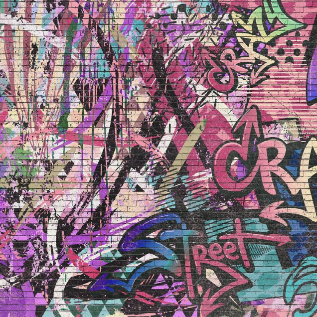 Graffiti cu stil pe un perete de cărămidă