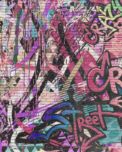 Graffiti cu stil pe un perete de cărămidă