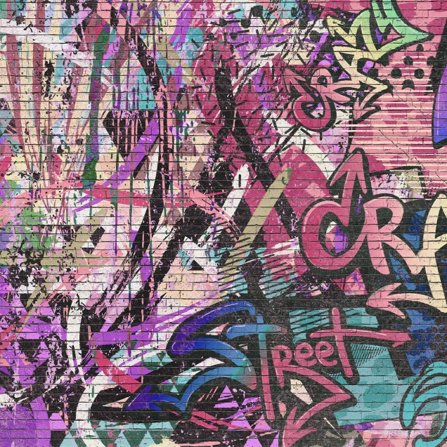 Graffiti cu stil pe un perete de cărămidă