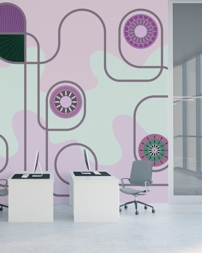 Continuum Fog, tapet modern cu design geometric și culori pastelate