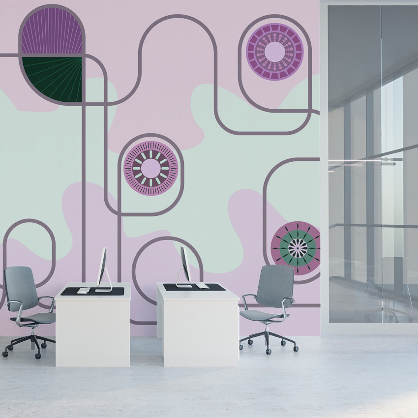 Continuum Fog, tapet modern cu design geometric și culori pastelate
