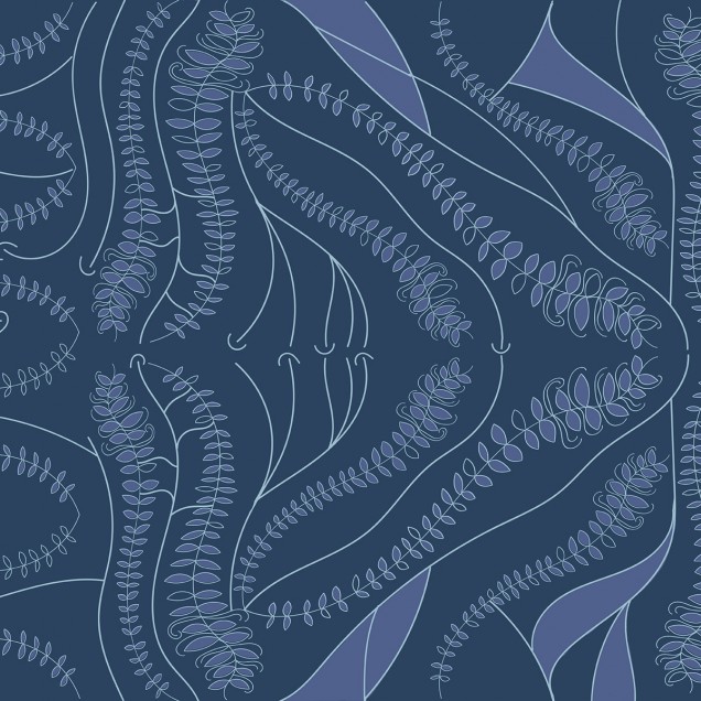 Tapet cu un design minimalist floral, cu frunze delicate și linii curbe pe un fundal gri deschis