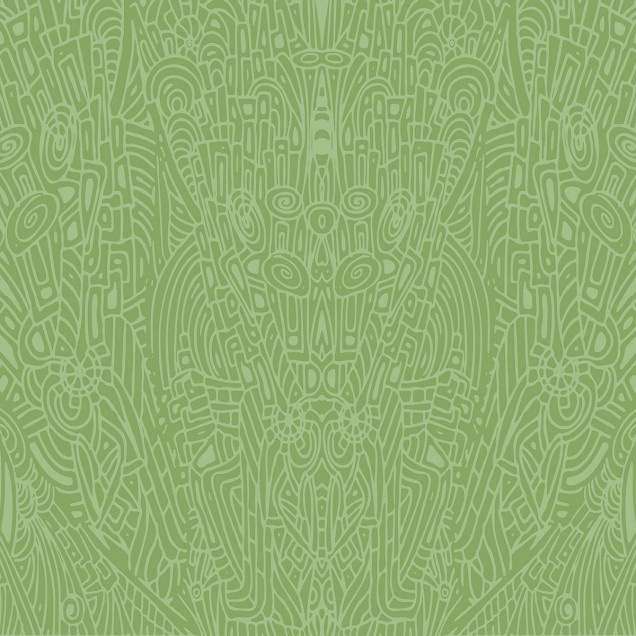 Tapet abstract verde cu linii curbe și forme geometrice