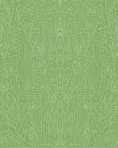 Tapet abstract verde cu linii curbe și forme geometrice