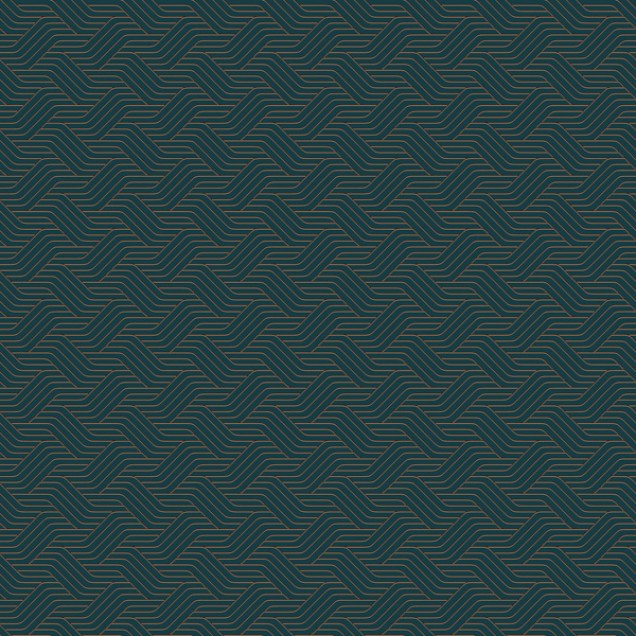 Tapet cu model geometric modern, cu linii curbe subtile, în nuanțe de verde și auriu.