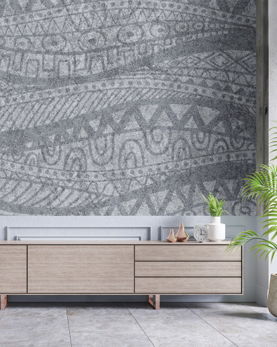 Tapet cu model geometric abstract, in nuante de gri.