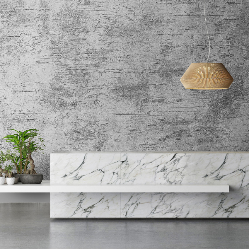 Wallpaper cu design minimalist, imitând textura brută a betonului.