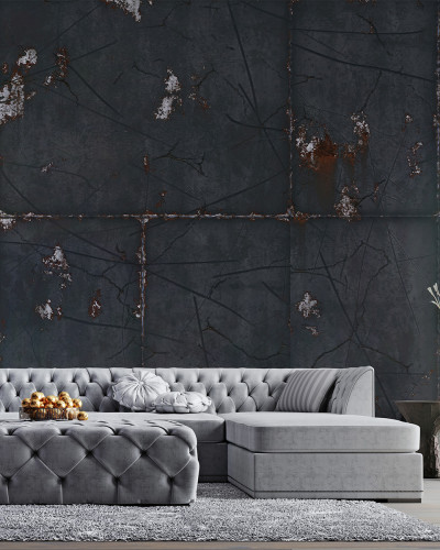 Tapet industrial cu aspect de beton spart si urme de rugina