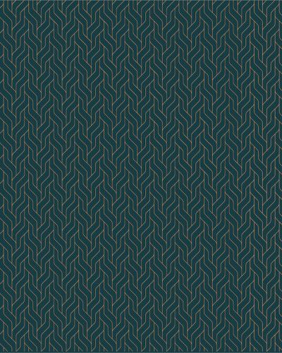 Tapet Stairway Navy - design geometric elegant, cu linii curbate în nuanțe de albastru marin și auriu.