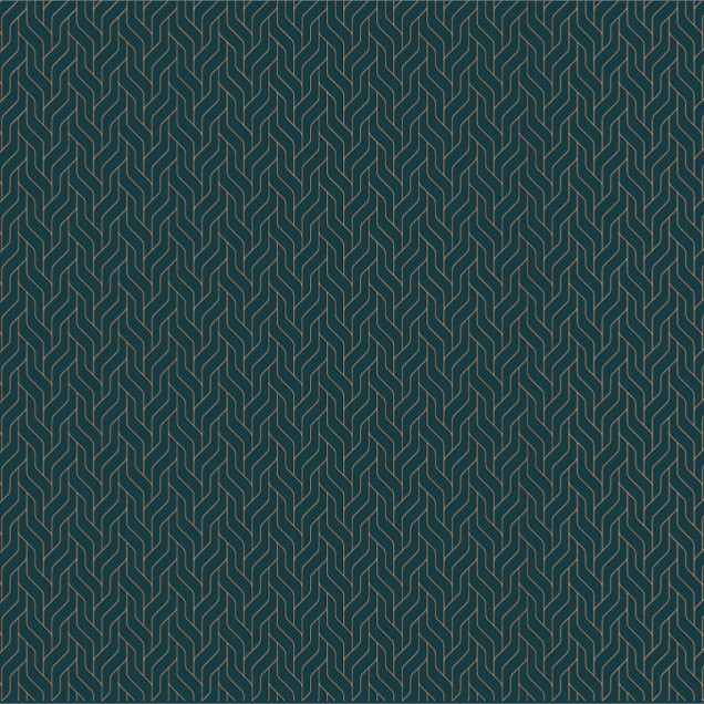 Tapet Stairway Navy - design geometric elegant, cu linii curbate în nuanțe de albastru marin și auriu.