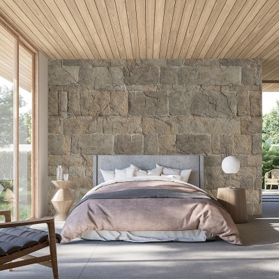 Tapet cu aspect de piatră, Quarry, design modern, perfect pentru dormitor