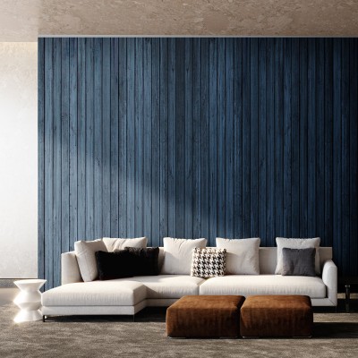 Tapet Skyfence cu textură asemănătoare lemnului, în nuanțe albăstrui, perfect pentru living-uri, dormitoare sau birouri
