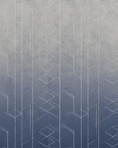 Tapet cu design geometric abstract, in nuante de albastru.