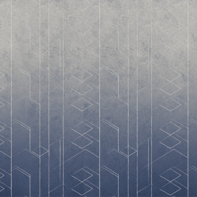 Tapet cu design geometric abstract, in nuante de albastru.