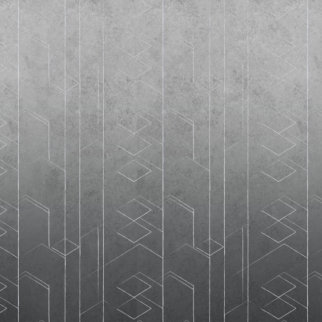 Tapet baie cu design geometric abstract, in tonuri de gri, perfect pentru decorul minimalist