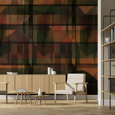 Tapet Remind 06 cu design geometric abstract, in culori calde si vibrante