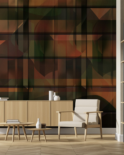 Tapet Remind 06 cu design geometric abstract, in culori calde si vibrante