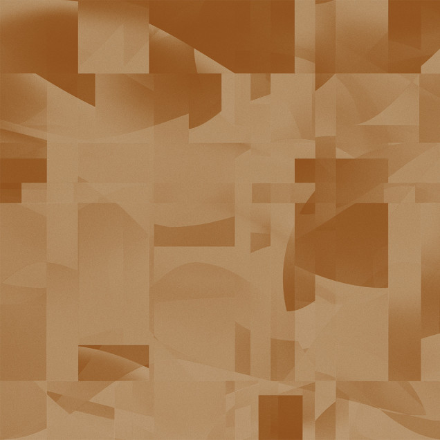 Tapet abstract cu forme geometrice suprapuse, în tonuri calde de maro și roșu.