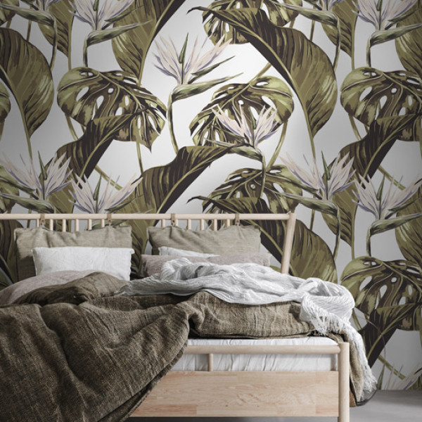 designer Bird of Paradise (Tropical Leaf), White - Feathr