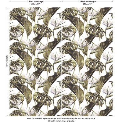 Tapet designer Bird of Paradise (Tropical Leaf), White - Feathr, Tapet Exclusivist 