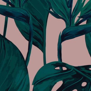 Tapet designer Bird of Paradise (Tropical Leaf), Blush - Feathr