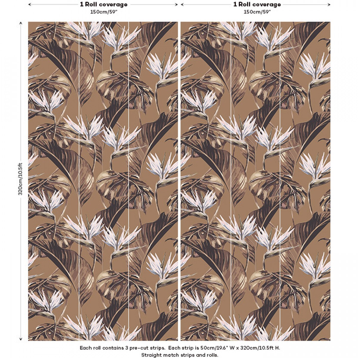 Tapet designer Bird of Paradise (Tropical Leaf), Honey - Feathr, Tapet Exclusivist 
