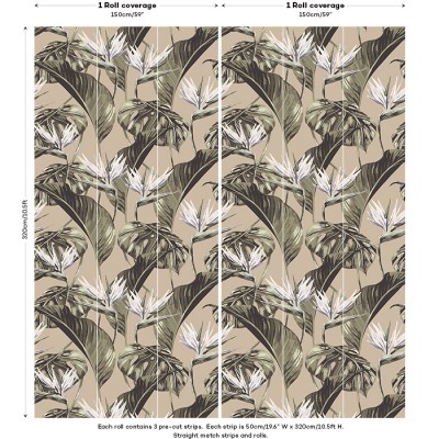 Tapet designer Bird of Paradise (Tropical Leaf), Oat - Feathr, Tapet Exclusivist 