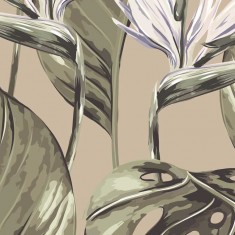 Tapet designer Bird of Paradise (Tropical Leaf), Oat - Feathr