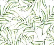 Tapet designer Palm Breeze (Watercolour Palm Leaf), Green - Feathr