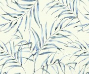 Tapet designer Palm Breeze (Watercolour Palm Leaf), Blue - Feathr