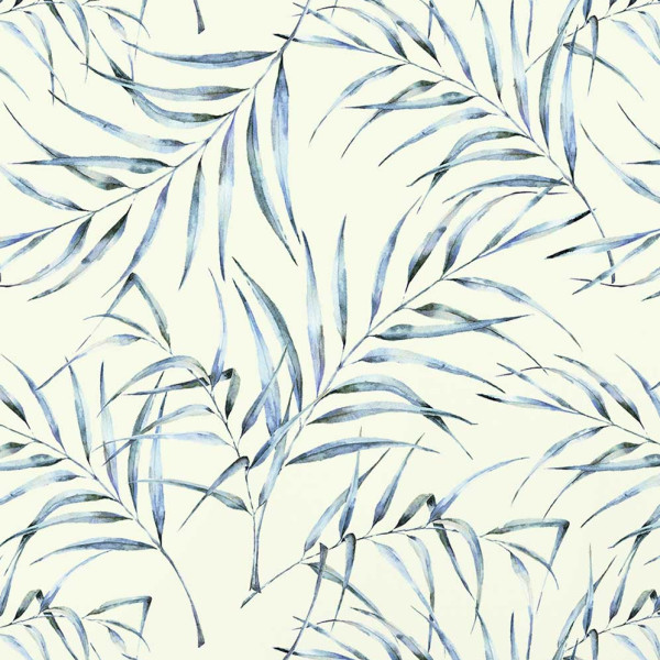 designer Palm Breeze (Watercolour Palm Leaf), Blue - Feathr