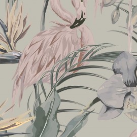 Tapet designer Tropical Shore (Tropical Flamingo), Pastel - Feathr