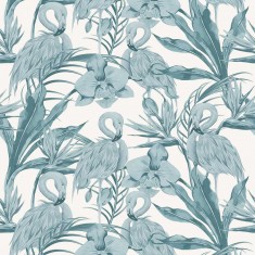 Tapet designer Tropical Shore (Tropical Flamingo), Blue - Feathr