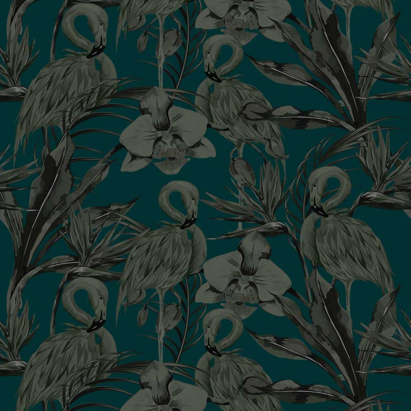 designer Tropical Shore (Tropical Flamingo), Green - Feathr