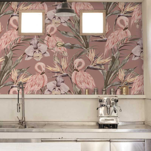 designer Tropical Shore (Tropical Flamingo), Berry - Feathr