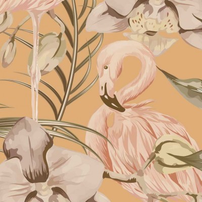 Tapet designer Tropical Shore (Tropical Flamingo), Miami - Feathr, Tapet Exclusivist 