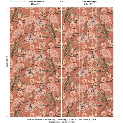 Tapet designer Tropical Shore (Tropical Flamingo), Terracotta - Feathr, Tapet Exclusivist 