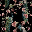 Tapet designer Enchanted Garden (Jungle Bird I), Emerald Green - Feathr