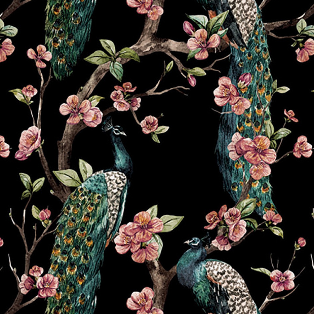 Tapet designer Enchanted Garden (Jungle Bird I), Emerald Green - Feathr, Tapet Exclusivist 