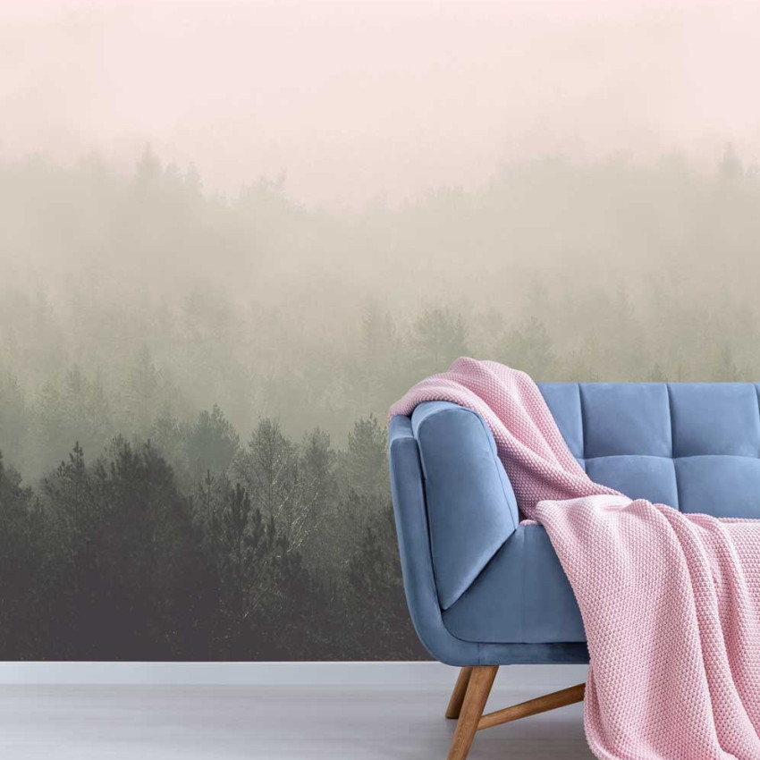 Tapet cu design abstract de pădure, perfect pentru a crea o atmosferă calmă și relaxantă