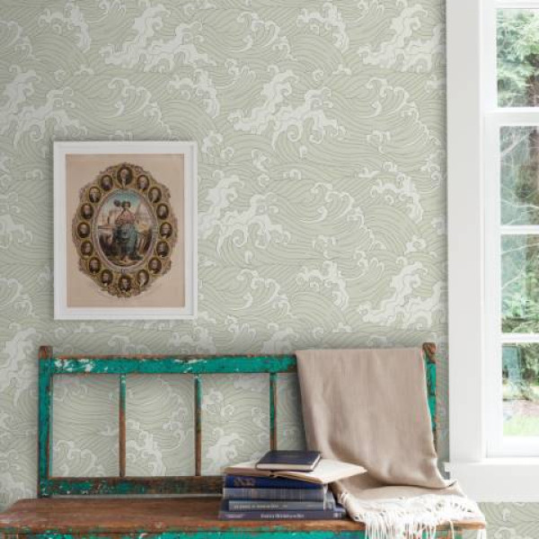 designer Ocean Spray (Japanese Wave), Green - Feathr