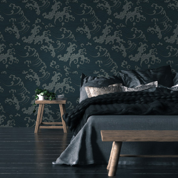 designer Ocean Spray (Japanese Wave), Dark - Feathr