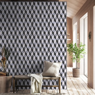 Tapet designer Lisbon (Portuguese Tile), Monochrome - Feathr, Tapet living 